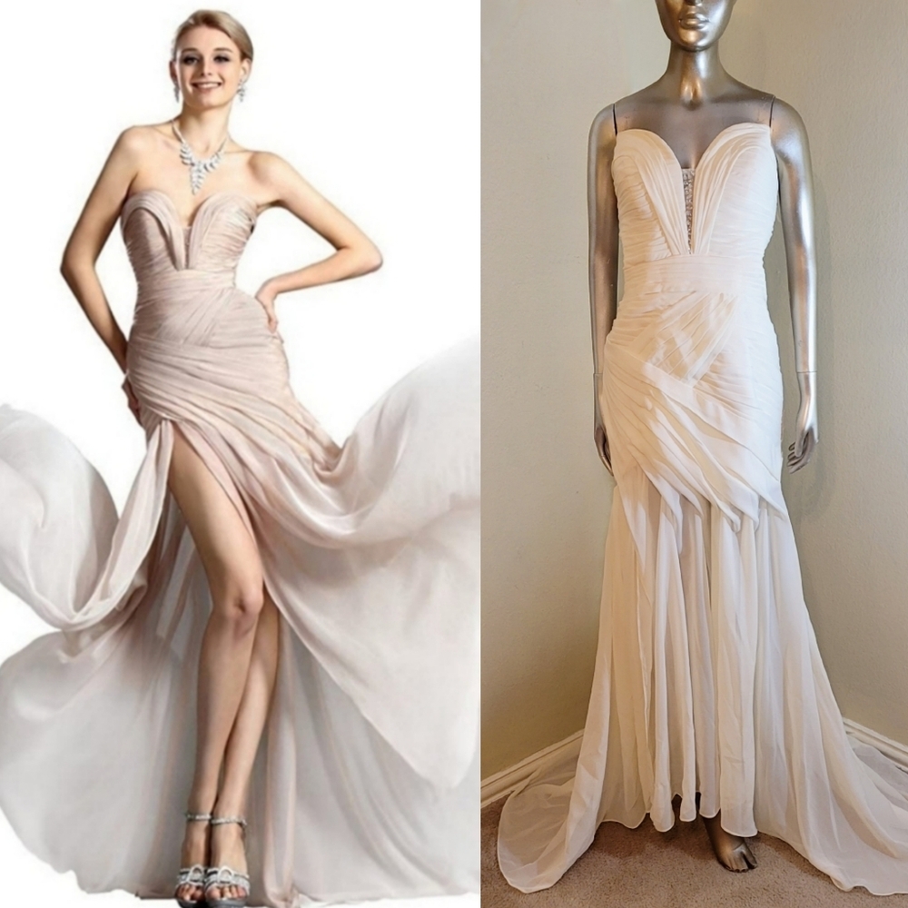 Glamorous Ivory Strapless Sweetheart Neckline Ruched Wedding Dress